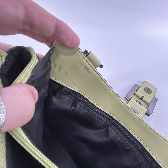 Y2K Guess Lime Green Handbag Purse Vintage Retro Logo Metal Buckle - Picture 6 of 8